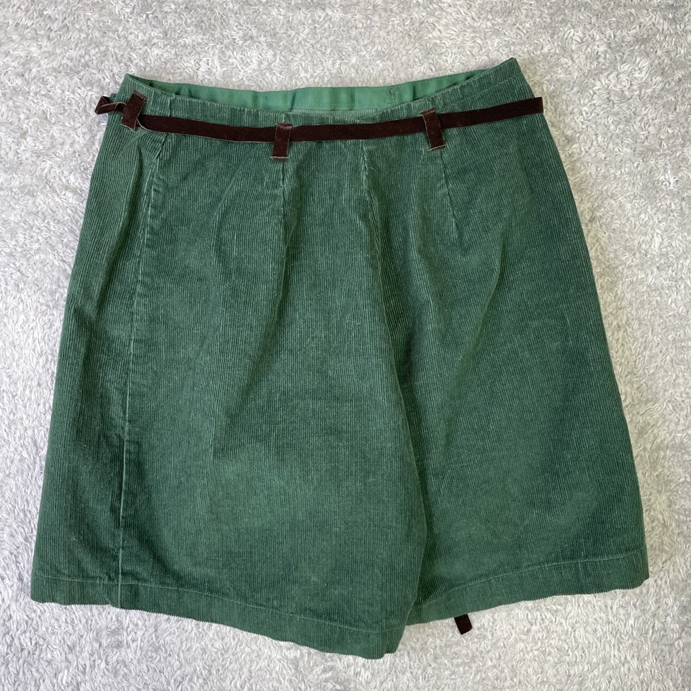 Vintage Made in USA Ivy Collectibles Corduroy Wrap Midi Skirt Green Sz 24x18 - Picture 7 of 9